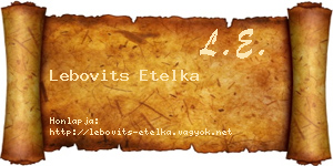 Lebovits Etelka névjegykártya